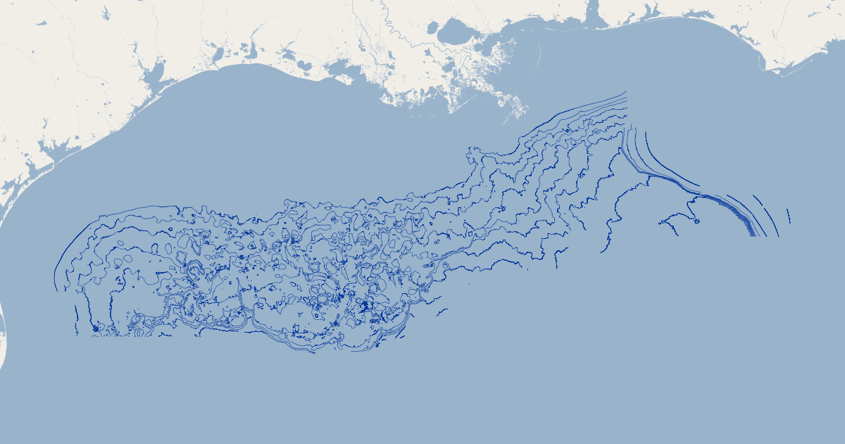 Gulf of Mexico Depth Contours (1000 ft) GIS Map Data US Bureau of